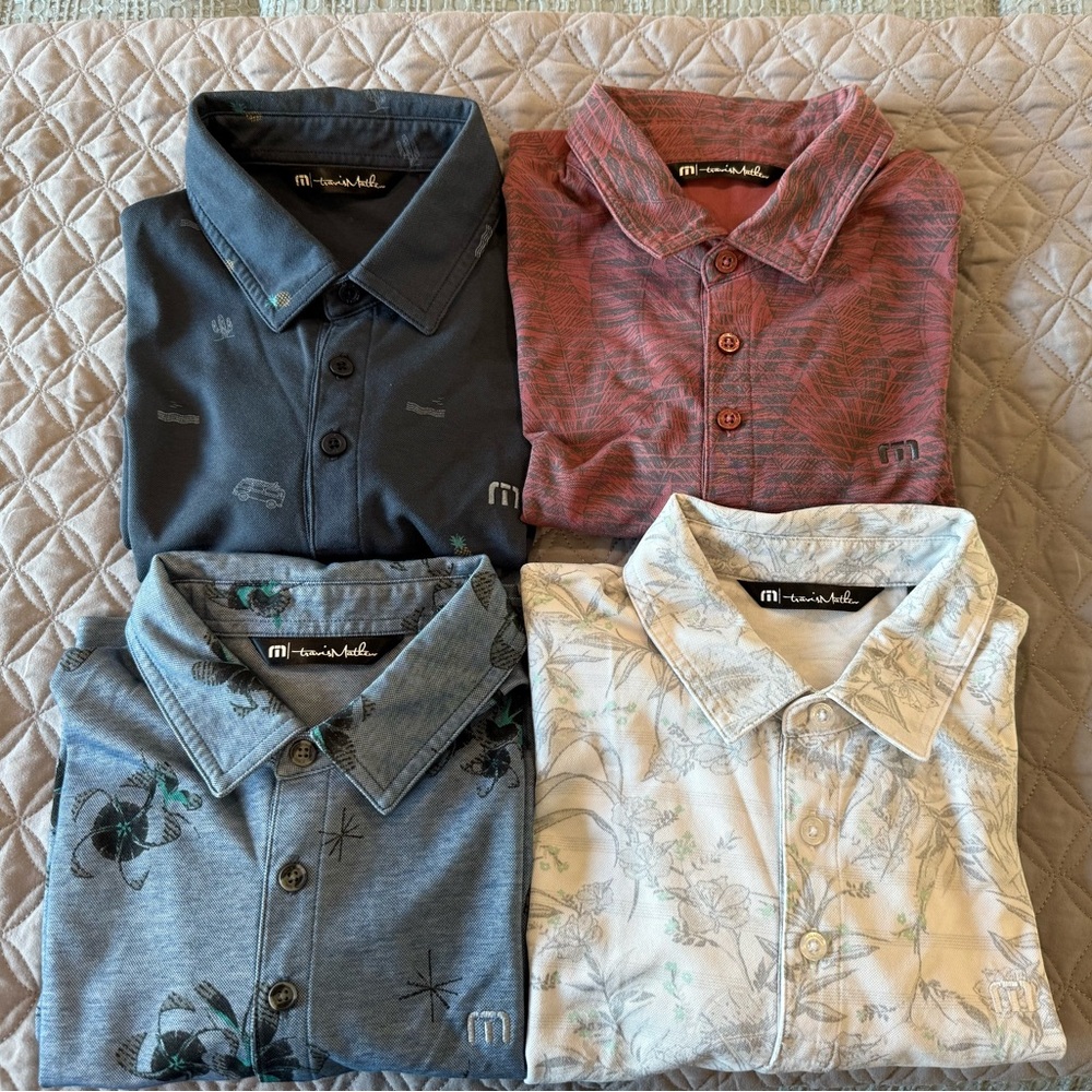 Travis Mathew Men's Polo Shirt Set of 4 Shirts
